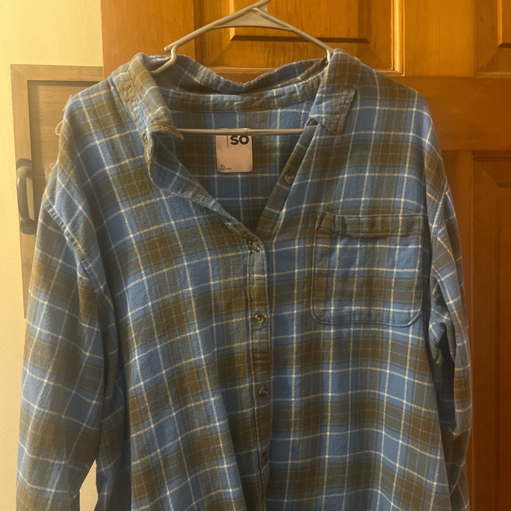 Blue and Brown Plaid Men's Shirt